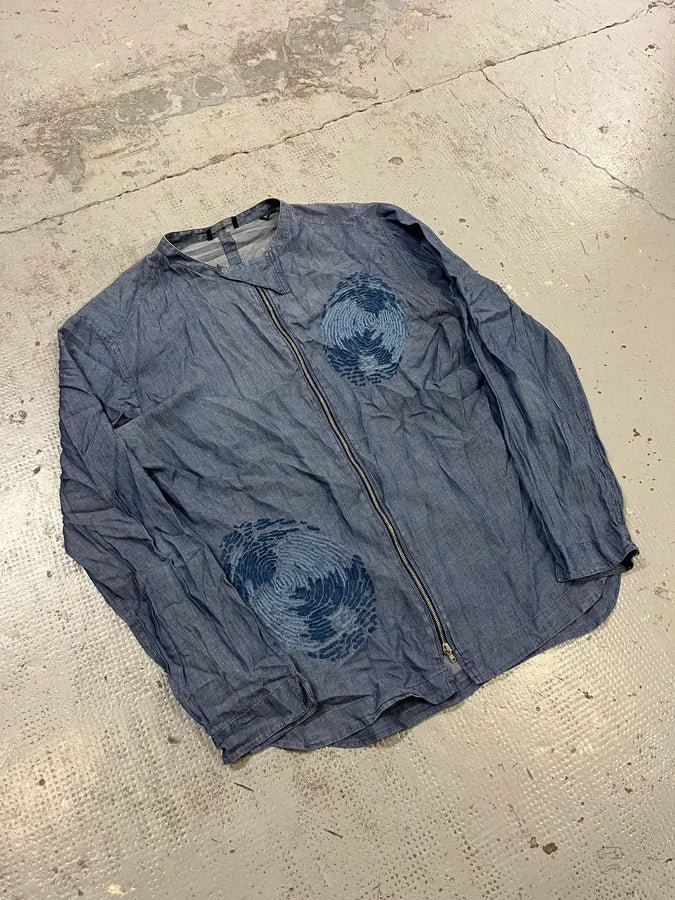 SS2020 Emporio Armani Embroidered Soft Blue Denim Jacket FINsPpX 6