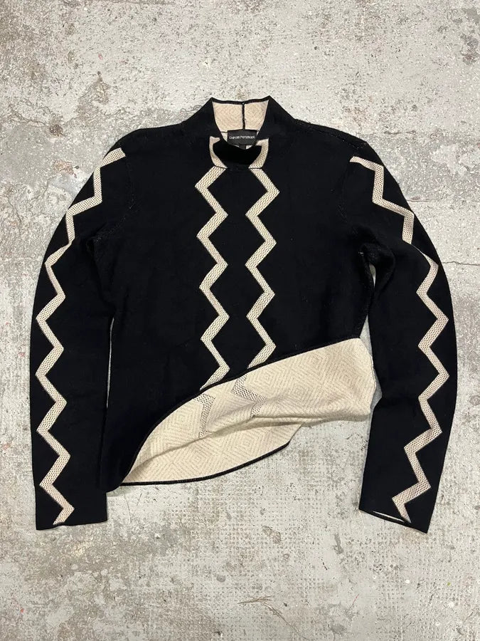 SS2020 Emporio Armani Geometrical Black Cozy Turtleneck (XS/S) JzdRqrr 5