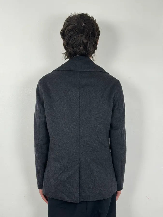 SS2020 Emporio Armani Grey Wool Classy Officer Duffle Coat GQpsqde 2