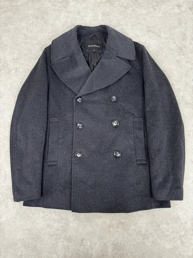 SS2020 Emporio Armani Grey Wool Classy Officer Duffle Coat GQpsqde 0