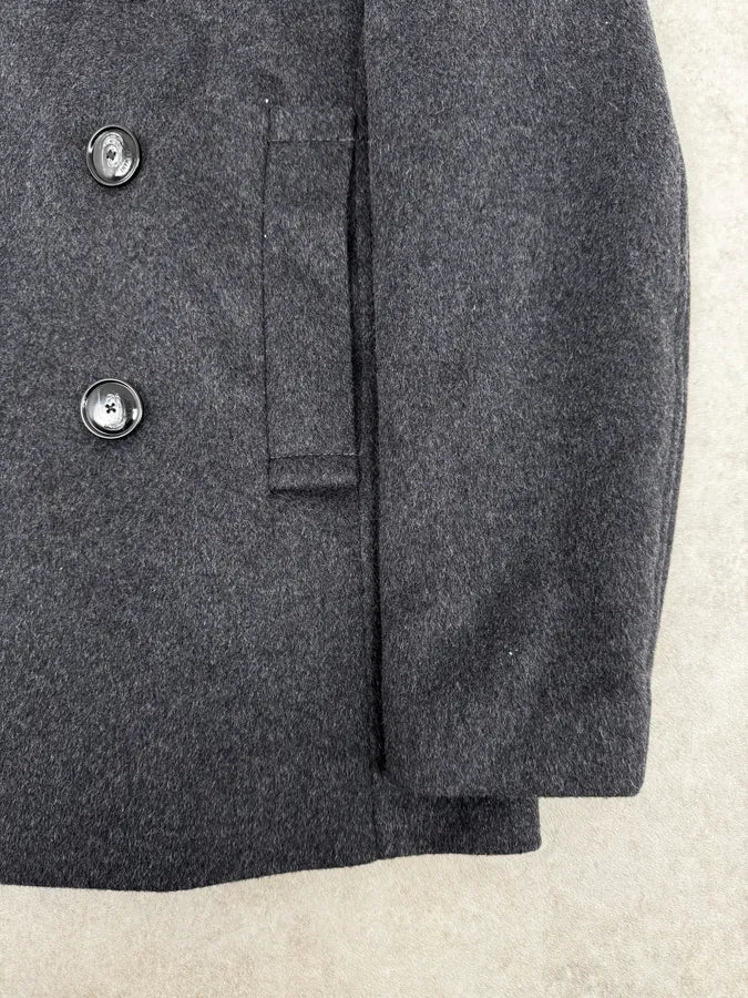 SS2020 Emporio Armani Grey Wool Classy Officer Duffle Coat GQpsqde 7