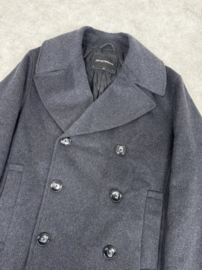 SS2020 Emporio Armani Grey Wool Classy Officer Duffle Coat GQpsqde 4