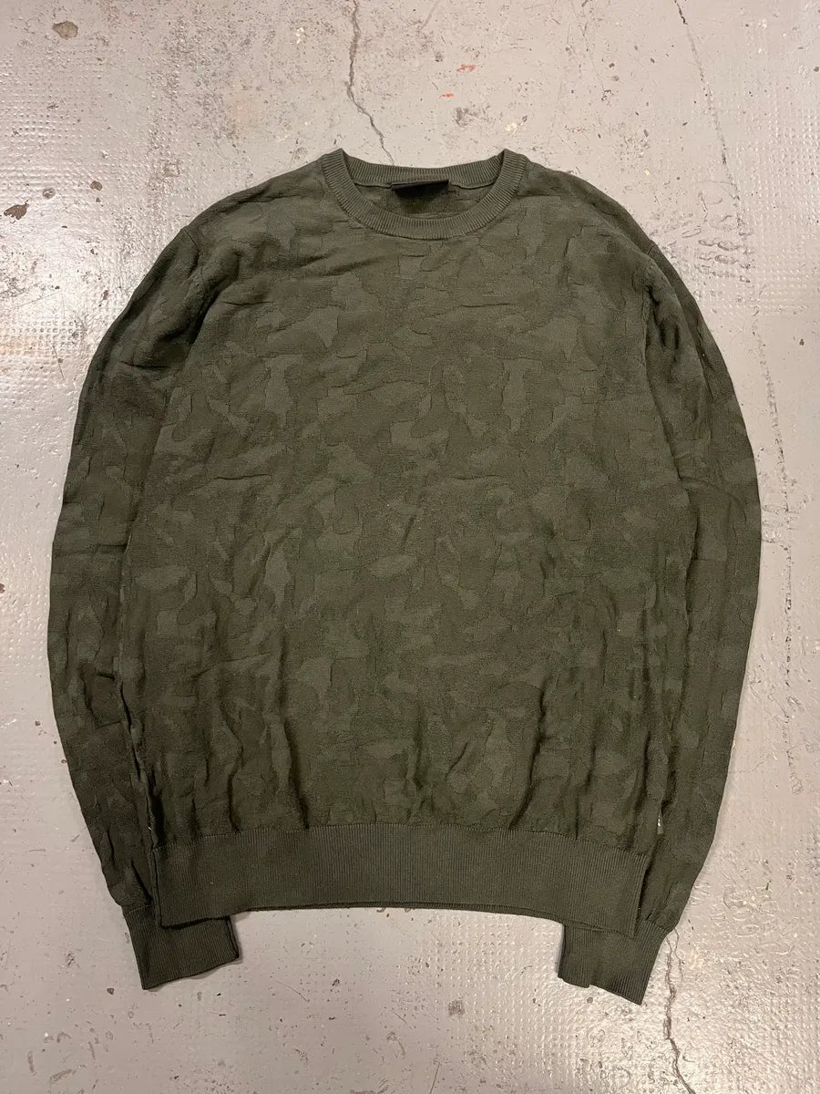 SS2020 Emporio Armani Military Relief Green Sweater rVrEEpT 0