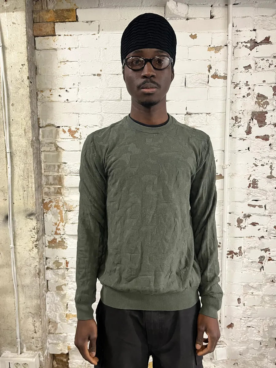 SS2020 Emporio Armani Military Relief Green Sweater rVrEEpT 1