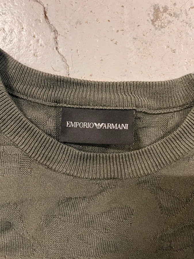 SS2020 Emporio Armani Military Relief Green Sweater rVrEEpT 6
