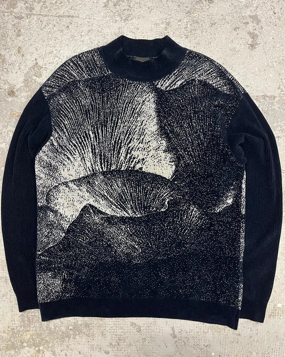 SS2020 Emporio Armani Mountain Landscape High Neck Navy Sweater (M/L) ryXzgDj 0