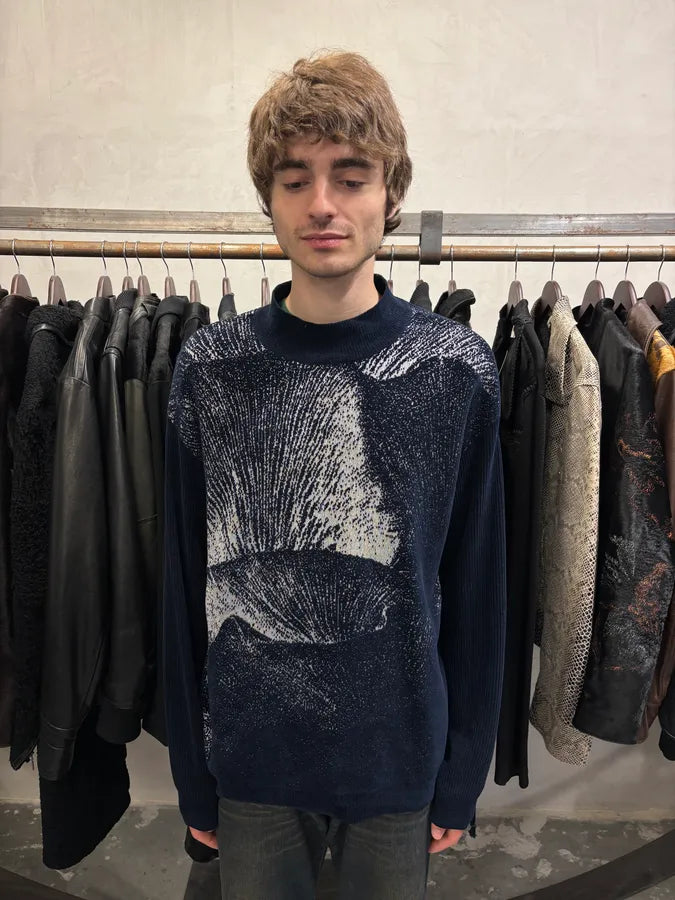 SS2020 Emporio Armani Mountain Landscape High Neck Navy Sweater (M/L) ryXzgDj 1