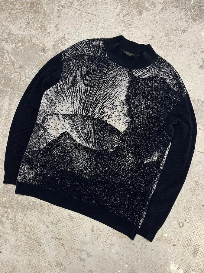 SS2020 Emporio Armani Mountain Landscape High Neck Navy Sweater (M/L) ryXzgDj 3
