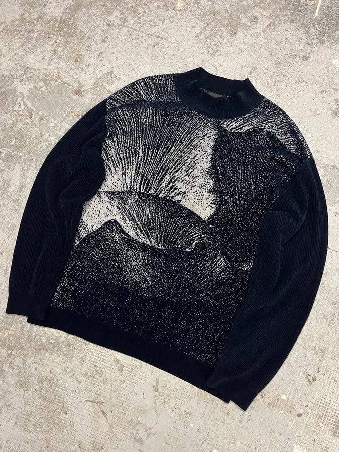 SS2020 Emporio Armani Mountain Landscape High Neck Navy Sweater (M/L) ryXzgDj 4