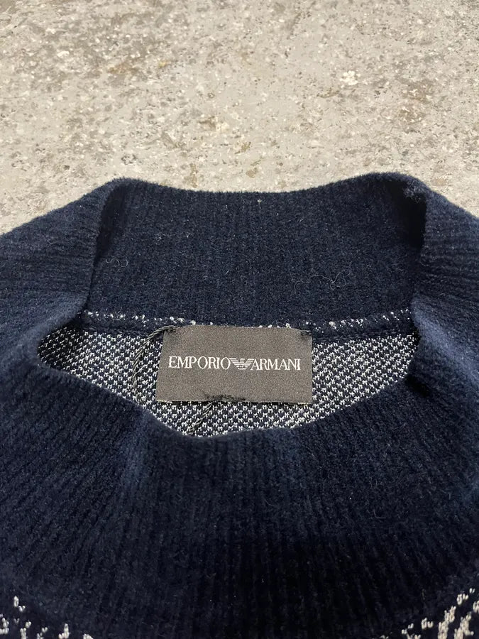 SS2020 Emporio Armani Mountain Landscape High Neck Navy Sweater (M/L) ryXzgDj 7