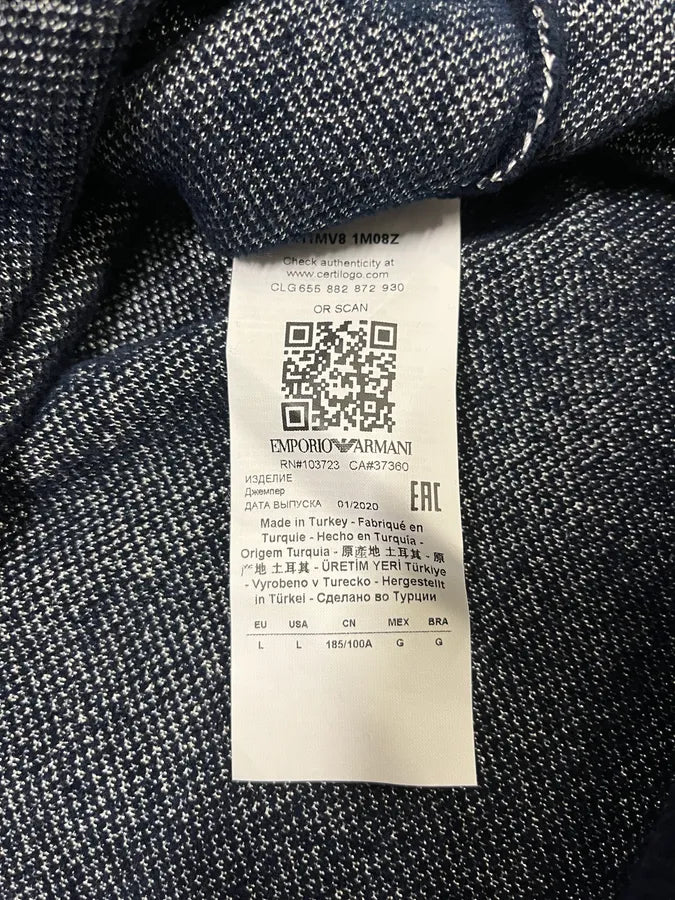 SS2020 Emporio Armani Mountain Landscape High Neck Navy Sweater (M/L) ryXzgDj 8