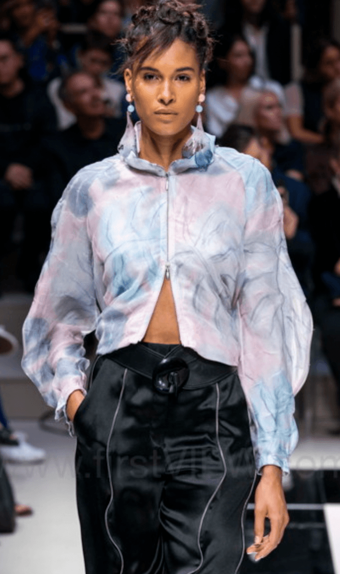 SS2020 Giorgio Armani Full Zip Runway Silk Cloudy Sky Bomber Jacket NCxomeh 0