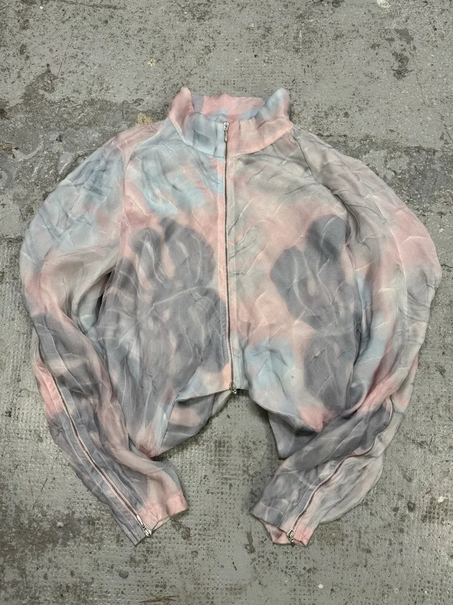 SS2020 Giorgio Armani Full Zip Runway Silk Cloudy Sky Bomber Jacket NCxomeh 3