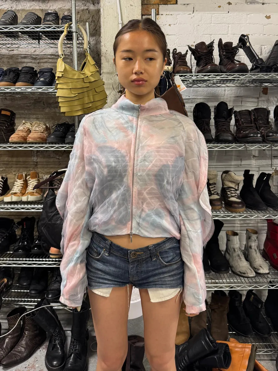 SS2020 Giorgio Armani Full Zip Runway Silk Cloudy Sky Bomber Jacket NCxomeh 4