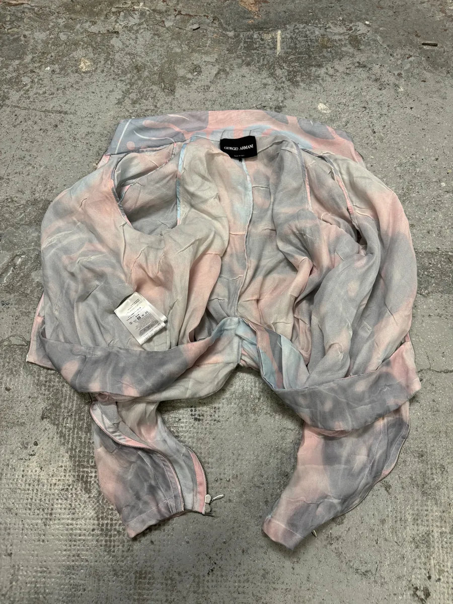 SS2020 Giorgio Armani Full Zip Runway Silk Cloudy Sky Bomber Jacket NCxomeh 7