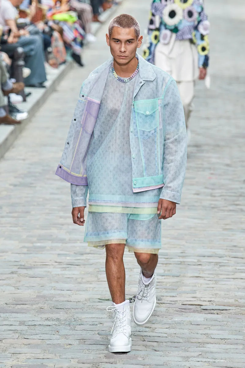 SS2020 Louis Vuitton Light Mint Sheer Mesh Monogram Trucker Jacket by Abloh yVCxEVeS 1