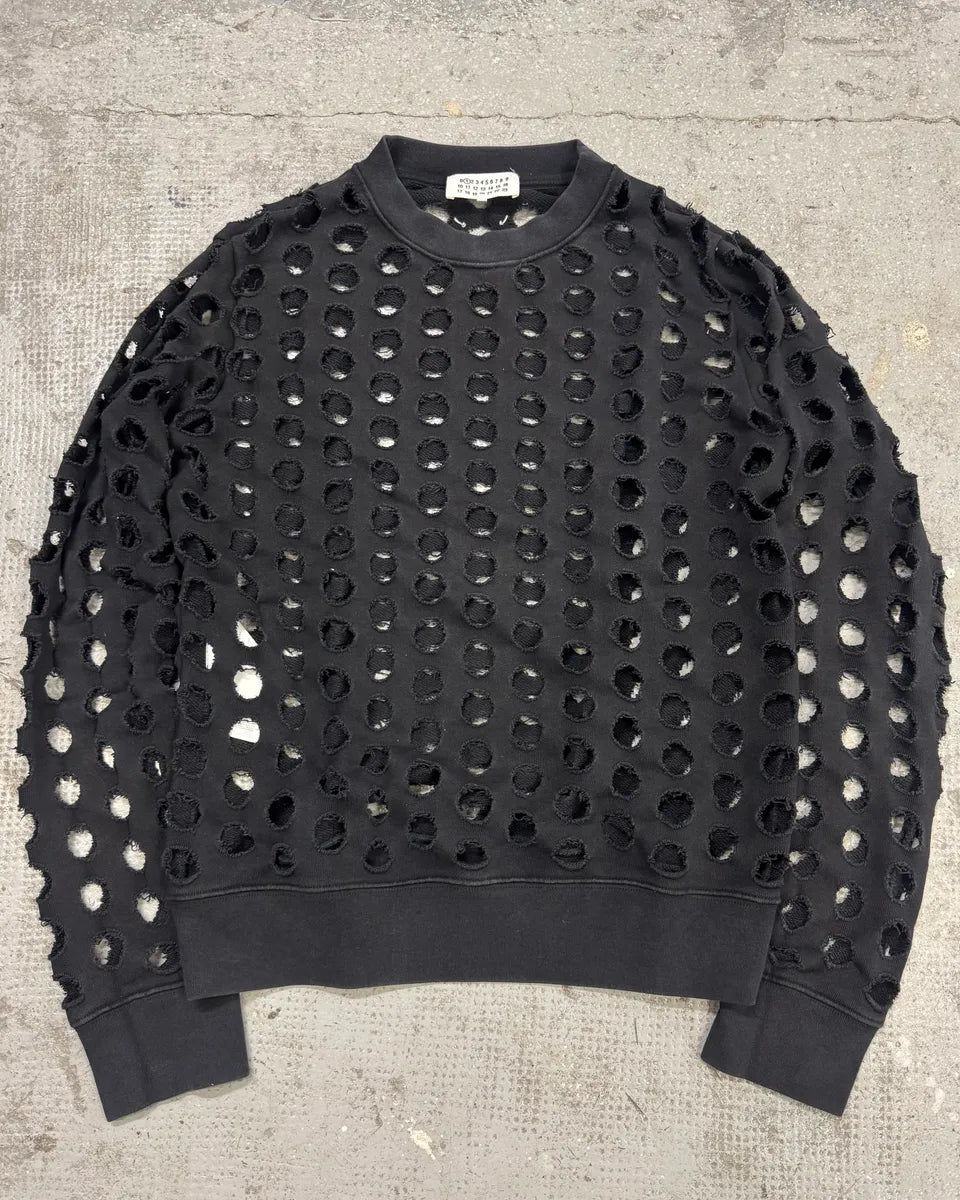 SS2020 Maison Margiela Black Cut Out Crewneck Sweater NpsPKzg 0