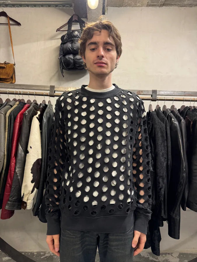 SS2020 Maison Margiela Black Cut Out Crewneck Sweater NpsPKzg 1