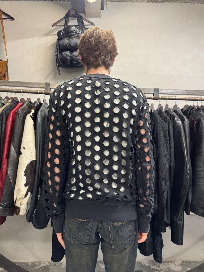 SS2020 Maison Margiela Black Cut Out Crewneck Sweater NpsPKzg 3
