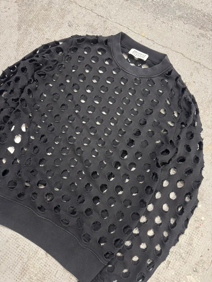 SS2020 Maison Margiela Black Cut Out Crewneck Sweater NpsPKzg 8