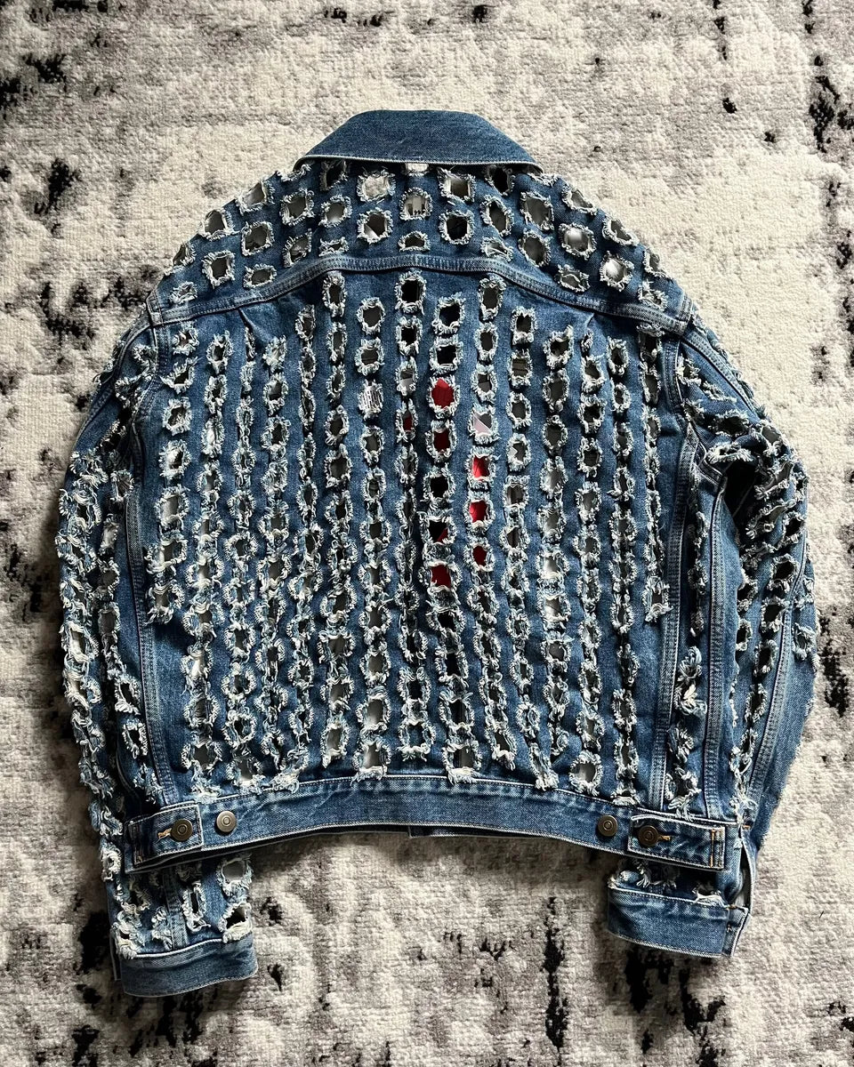 SS2020 Maison Margiela Holes Blue Denim Jacket taGpaFv 2