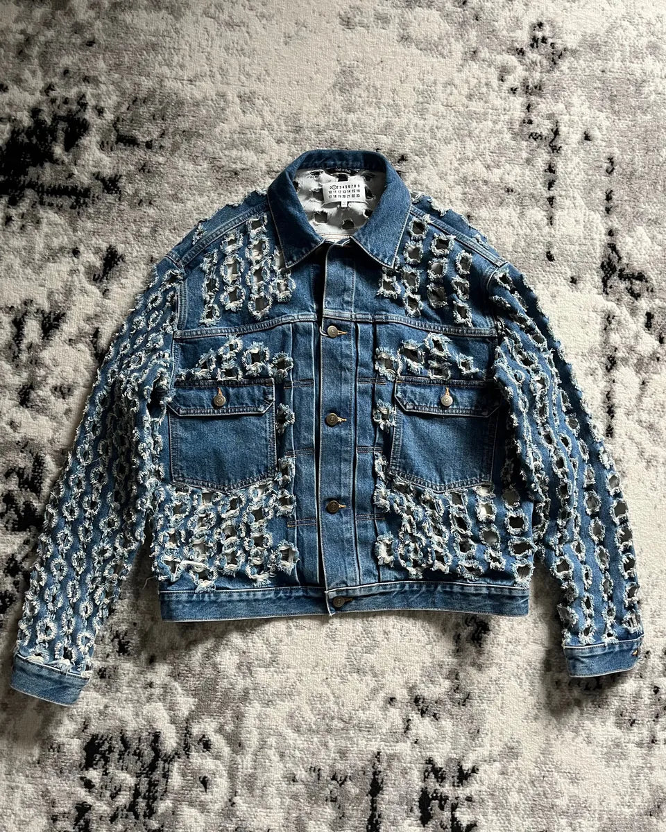 SS2020 Maison Margiela Holes Blue Denim Jacket taGpaFv 10