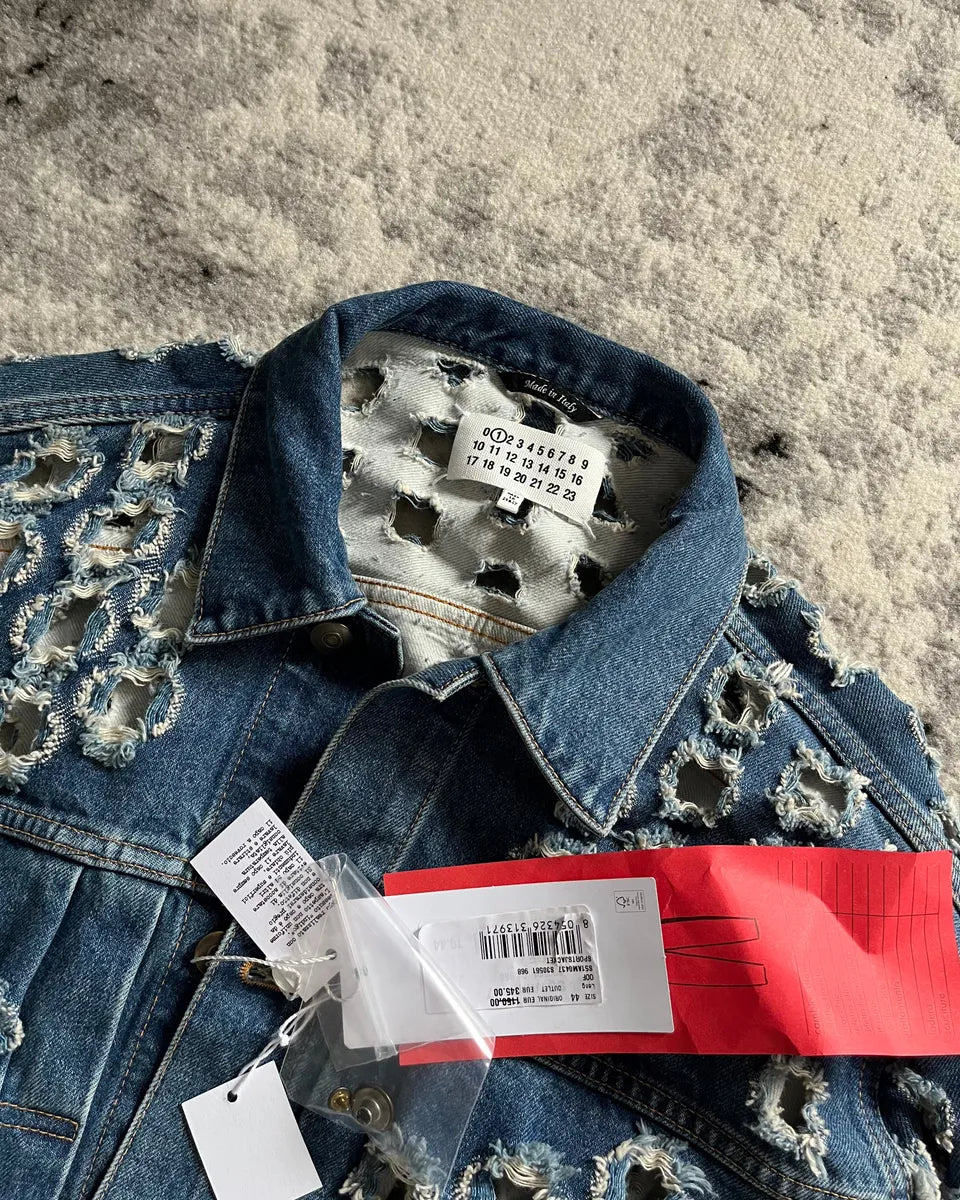 SS2020 Maison Margiela Holes Blue Denim Jacket taGpaFv 5