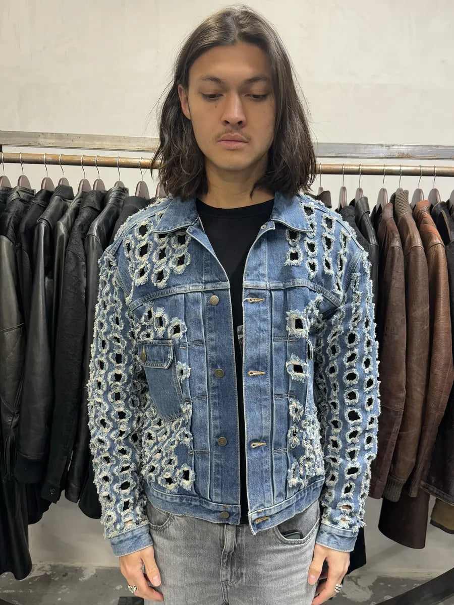 SS2020 Maison Margiela Holes Blue Denim Jacket taGpaFv 0