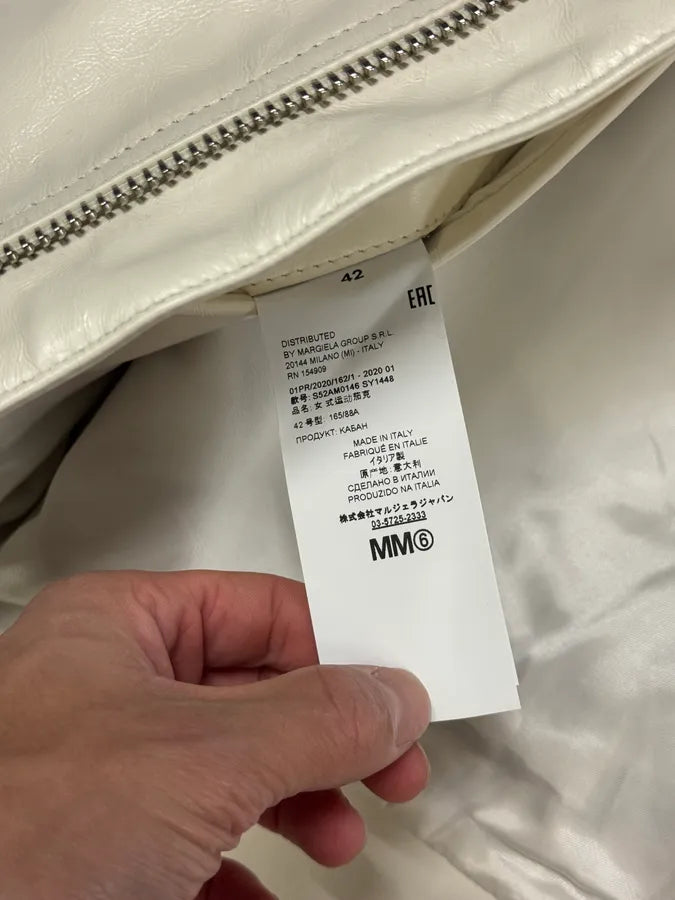 SS2020 Maison Margiela MM6 5 Zip White Leather Biker Jacket sqIVNca 10