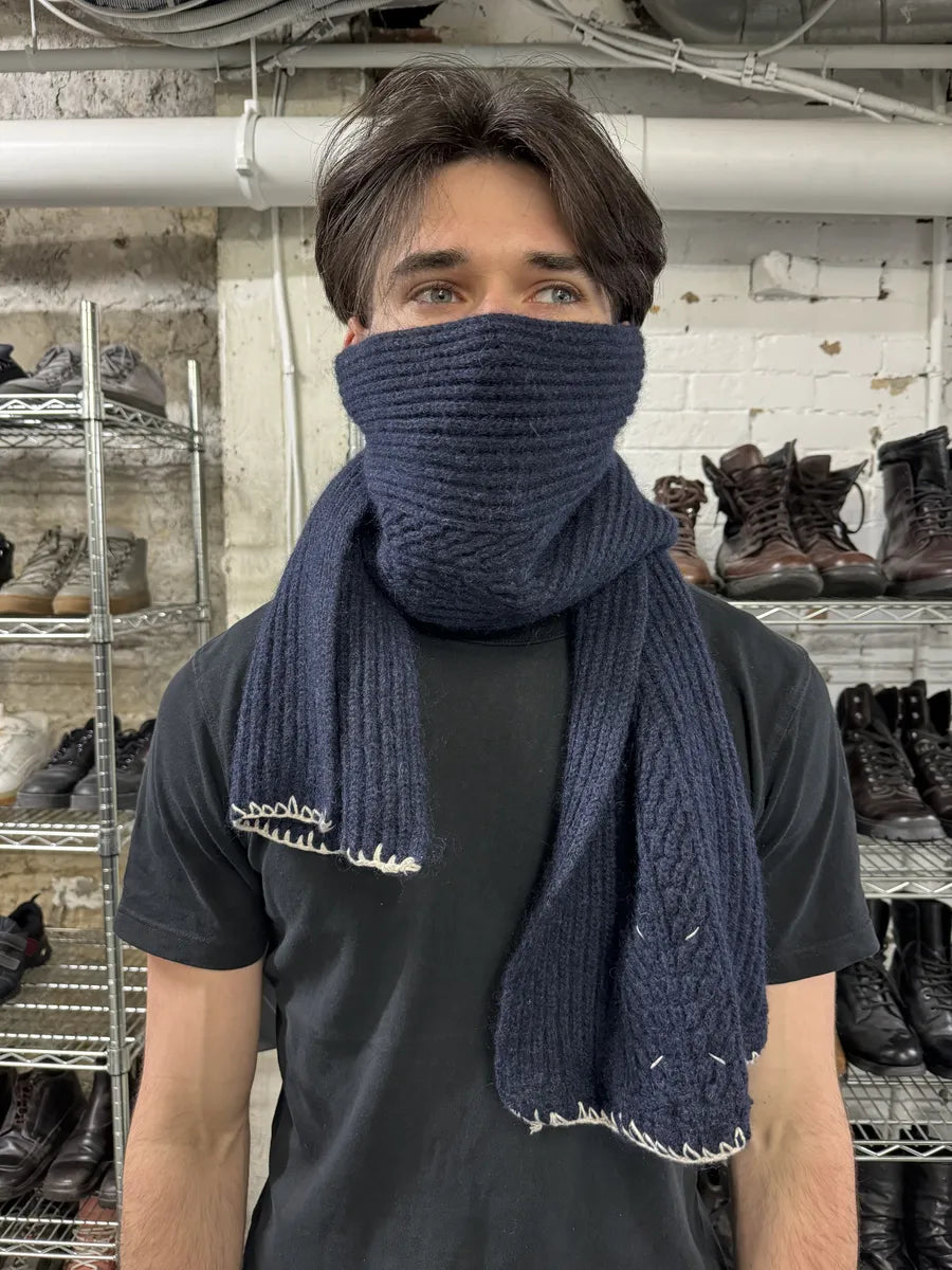 SS2020 Maison Margiela Navy Wool Scarf IJJcEJp 2