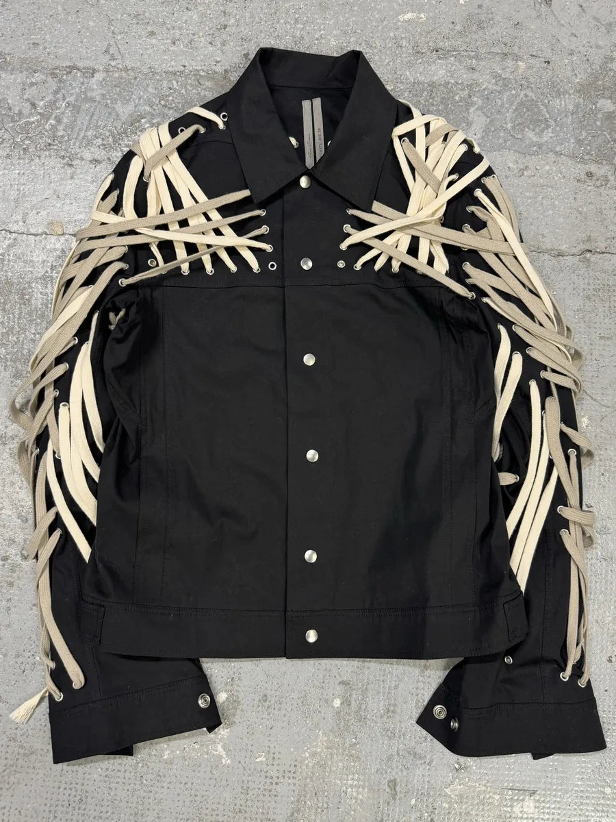 SS2020 Rick Owens Megalaced Tecuatl Black Trucker Jacket ELtGjQZ 0