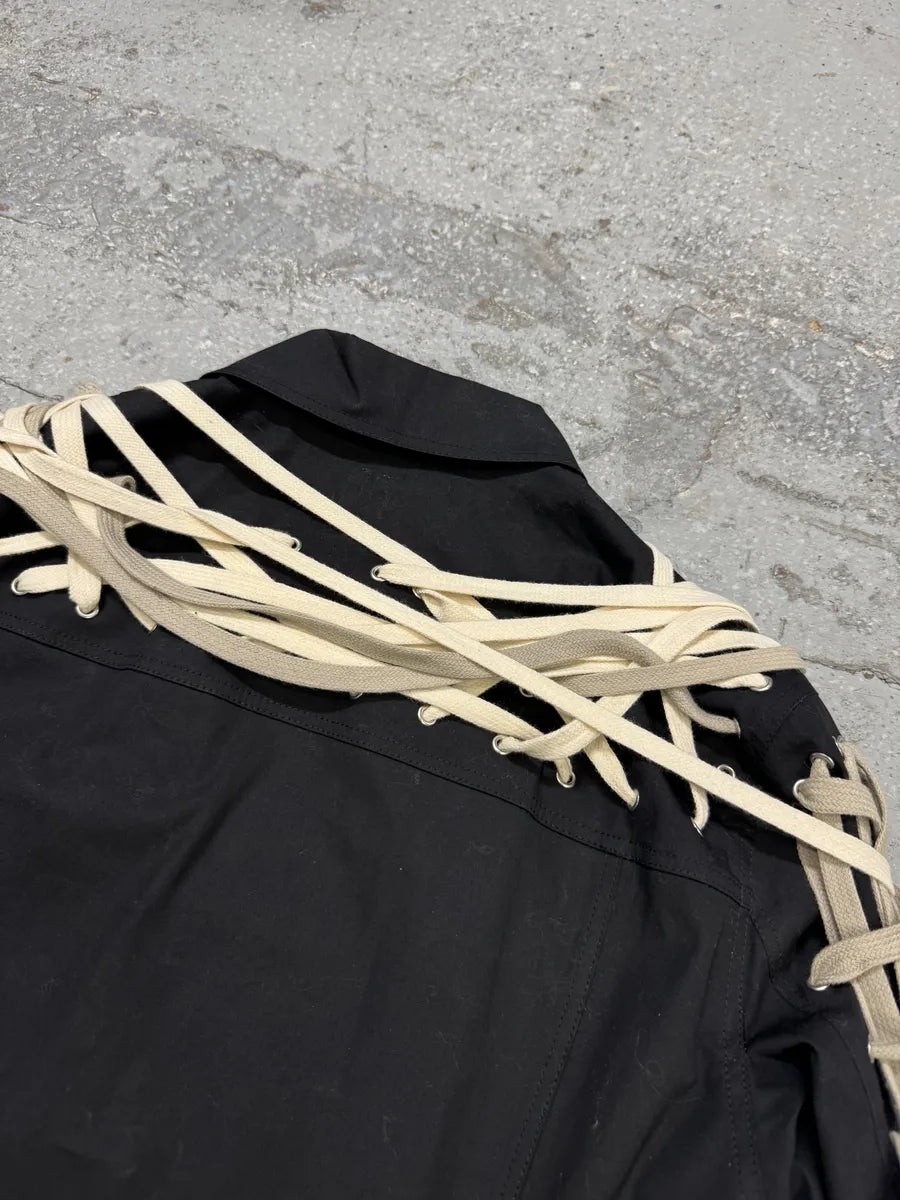 SS2020 Rick Owens Megalaced Tecuatl Black Trucker Jacket ELtGjQZ 10