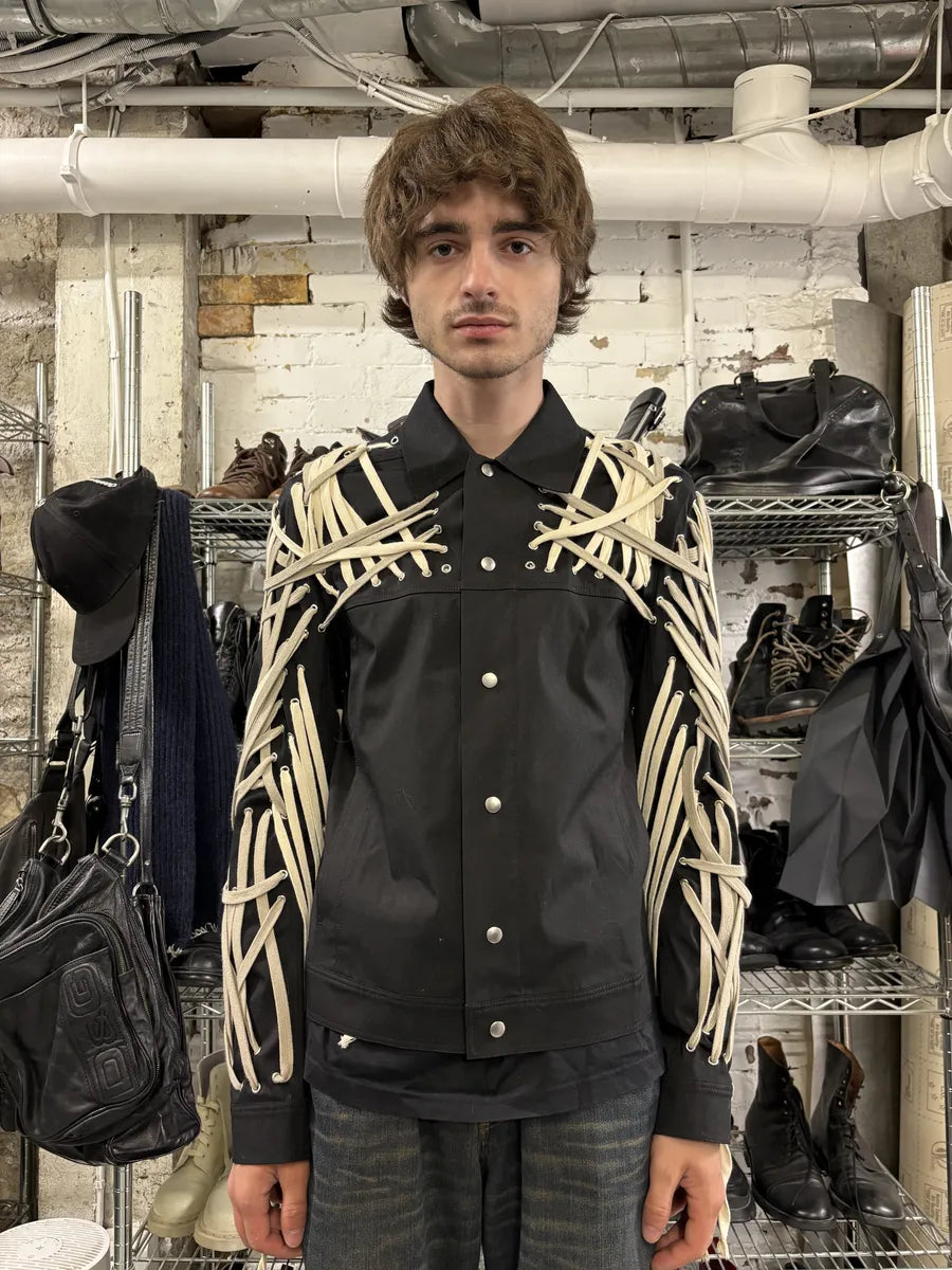 SS2020 Rick Owens Megalaced Tecuatl Black Trucker Jacket ELtGjQZ 2