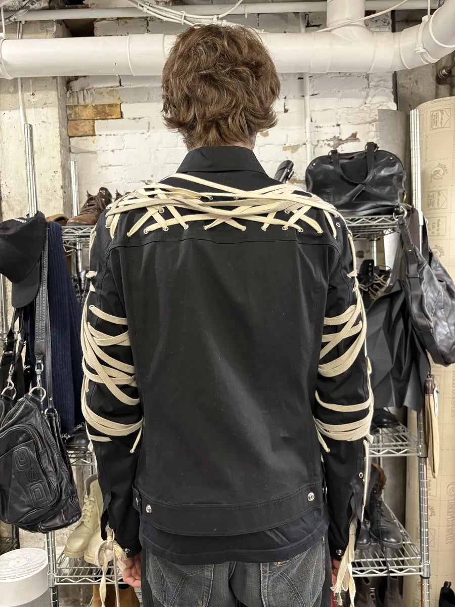 SS2020 Rick Owens Megalaced Tecuatl Black Trucker Jacket ELtGjQZ 3