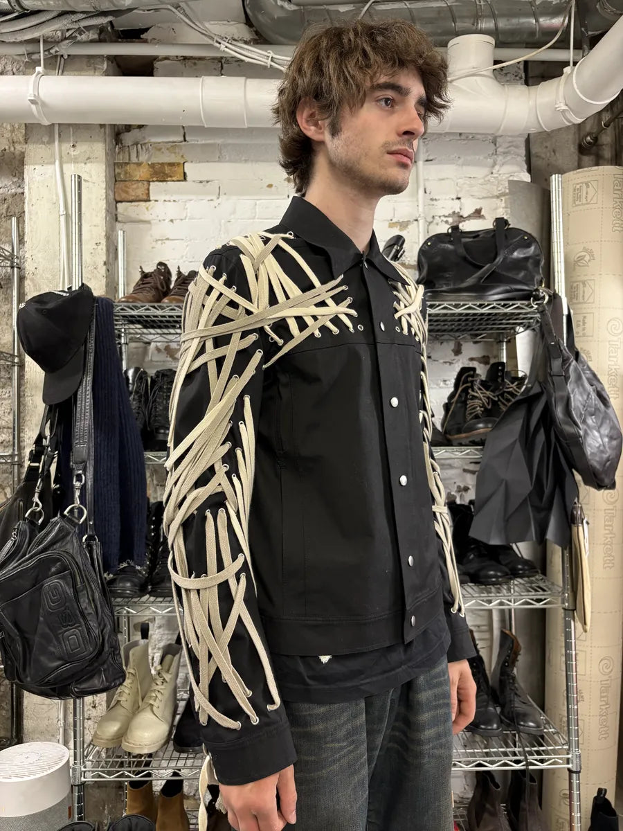 SS2020 Rick Owens Megalaced Tecuatl Black Trucker Jacket ELtGjQZ 4