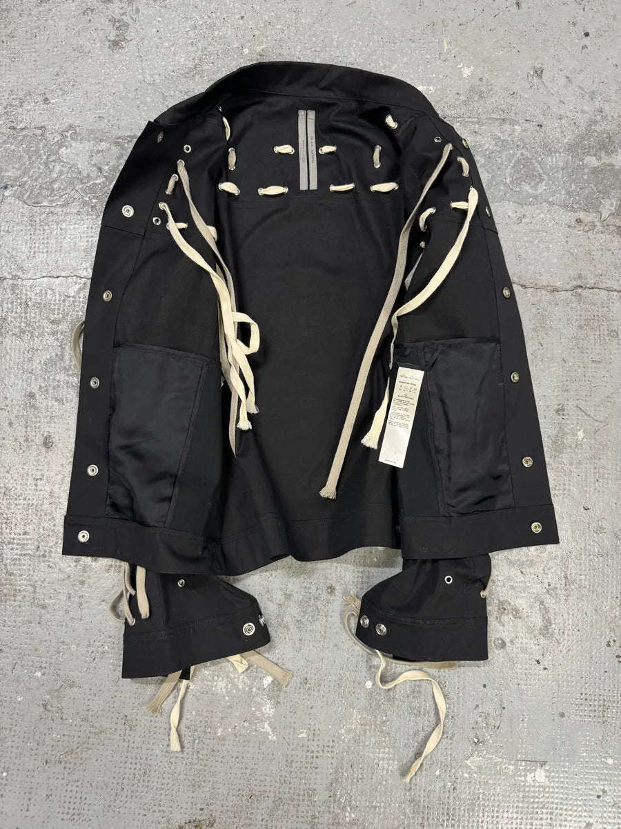 SS2020 Rick Owens Megalaced Tecuatl Black Trucker Jacket ELtGjQZ 8