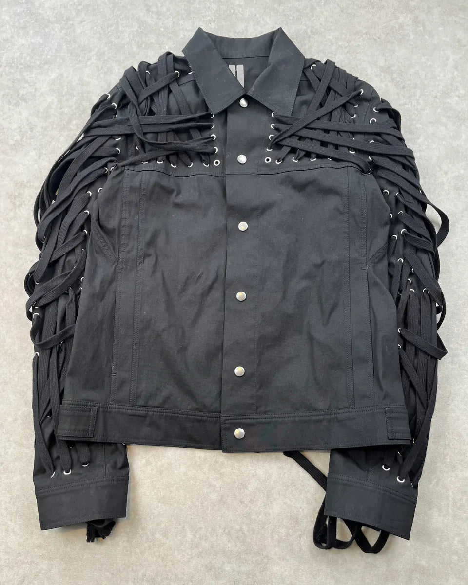 SS2020 Rick Owens Tactual Megalaced Black Dark Jacket ffvLYzj 3
