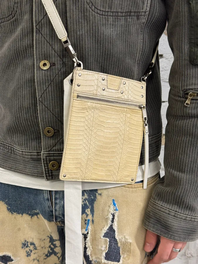SS2020 Rick Owens Tecuatl Python Leather Creamy White Shoulder Bag YlQsZAJ 2