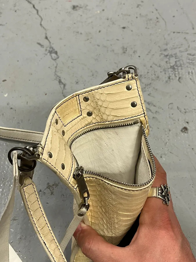 SS2020 Rick Owens Tecuatl Python Leather Creamy White Shoulder Bag YlQsZAJ 9