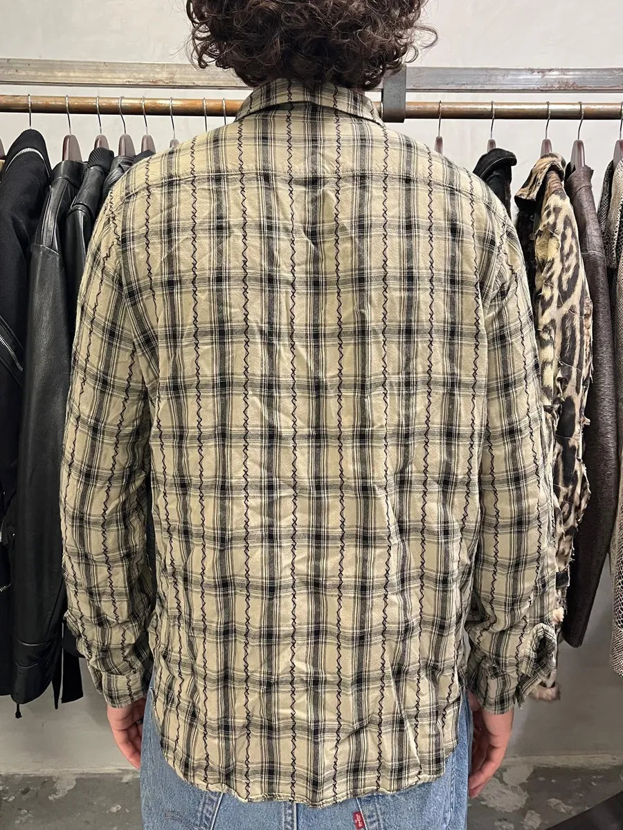 SS2020 Saint Laurent Beige Checkered Contemporary Button-up Shirt (S/M) hmHjkXg 2