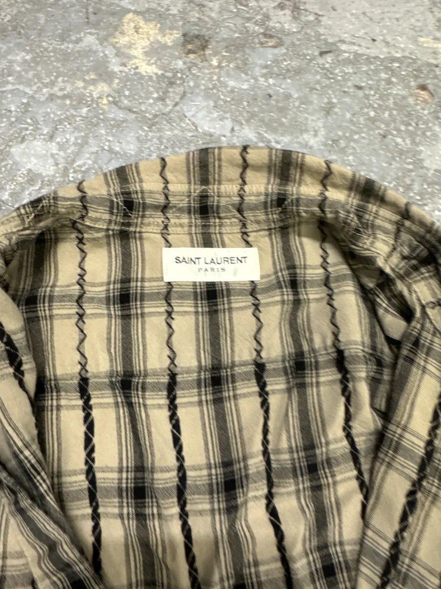 SS2020 Saint Laurent Beige Checkered Contemporary Button-up Shirt (S/M) hmHjkXg 3
