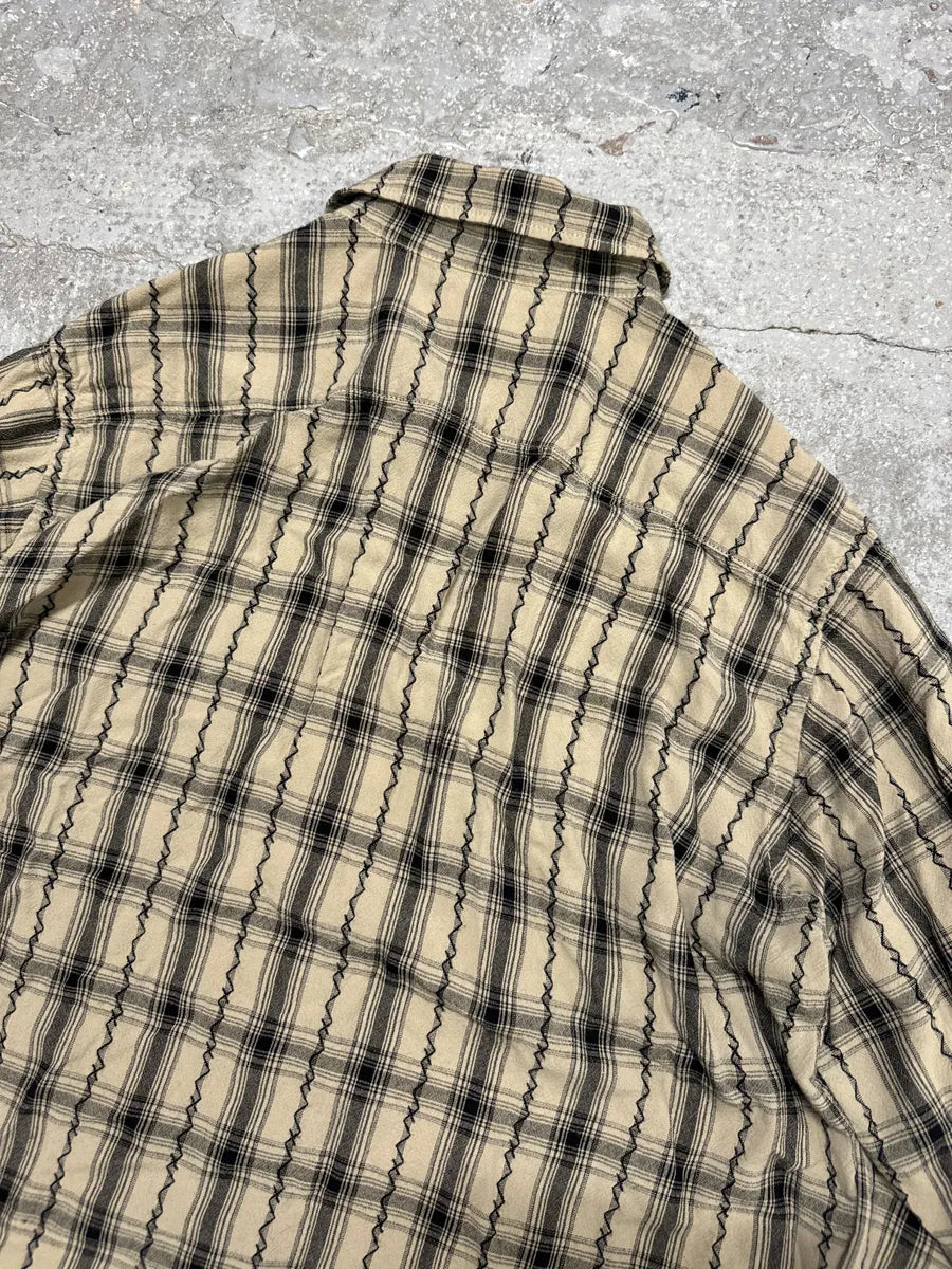 SS2020 Saint Laurent Beige Checkered Contemporary Button-up Shirt (S/M) hmHjkXg 4