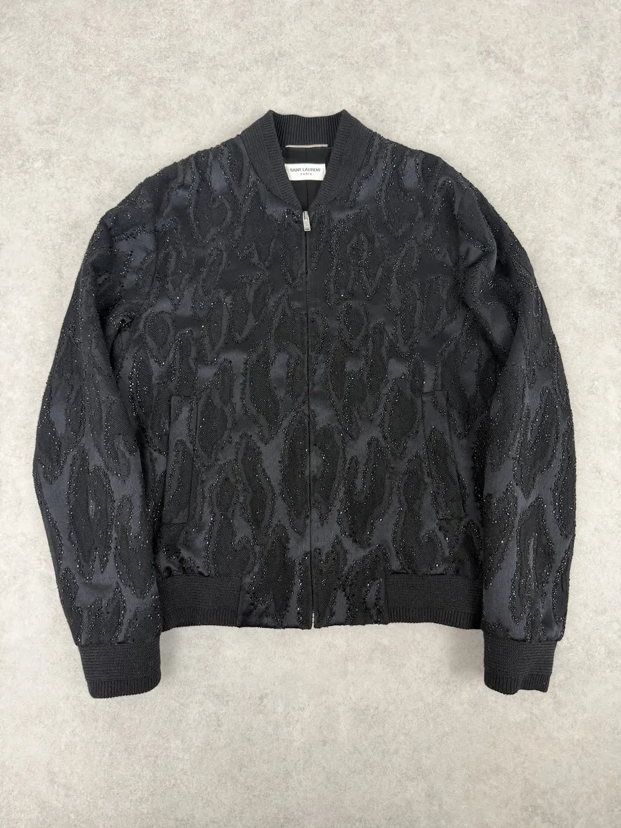 SS2020 Saint Laurent Black Dark Studded Bomber Jacket mRxZMJI 4