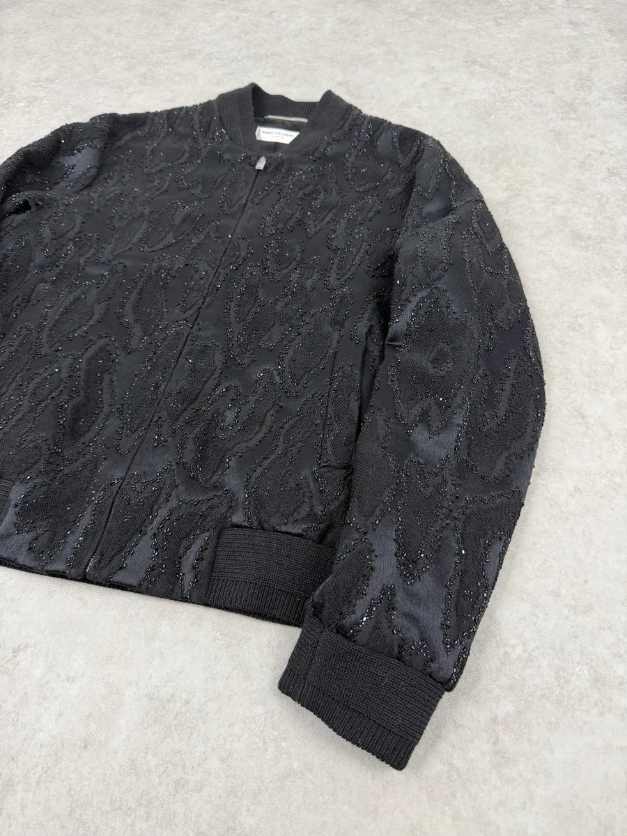 SS2020 Saint Laurent Black Dark Studded Bomber Jacket mRxZMJI 6