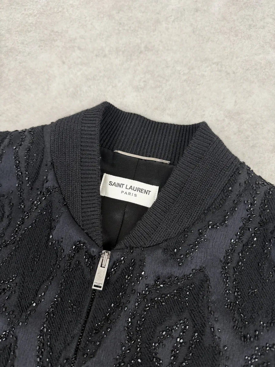 SS2020 Saint Laurent Black Dark Studded Bomber Jacket mRxZMJI 8
