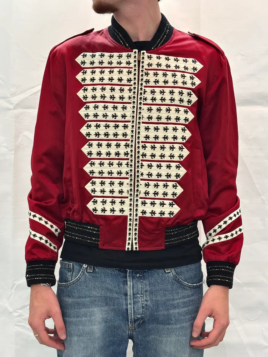 SS2020 Saint Laurent Embroidered Red & White Bomber Jacket  kgZbHwW 2