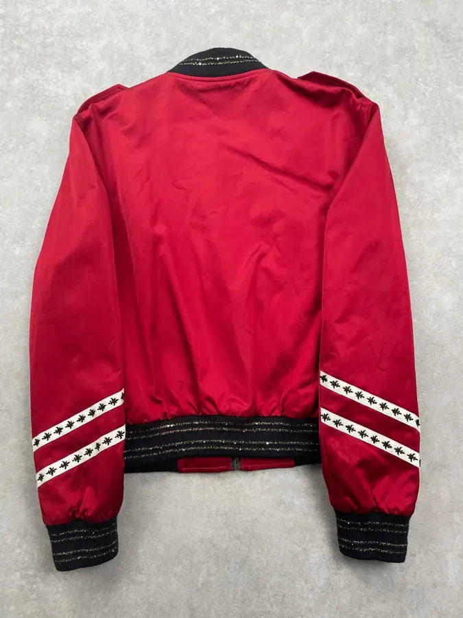 SS2020 Saint Laurent Embroidered Red & White Bomber Jacket  kgZbHwW 4