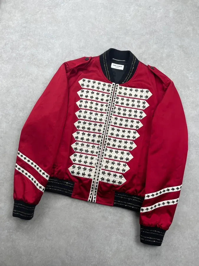 SS2020 Saint Laurent Embroidered Red & White Bomber Jacket  kgZbHwW 5