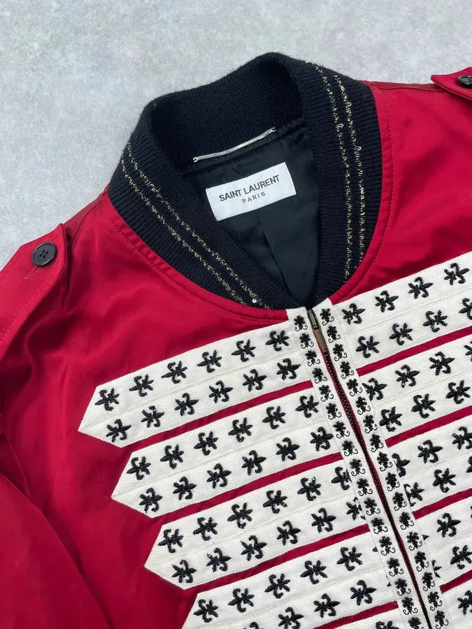 SS2020 Saint Laurent Embroidered Red & White Bomber Jacket  kgZbHwW 7