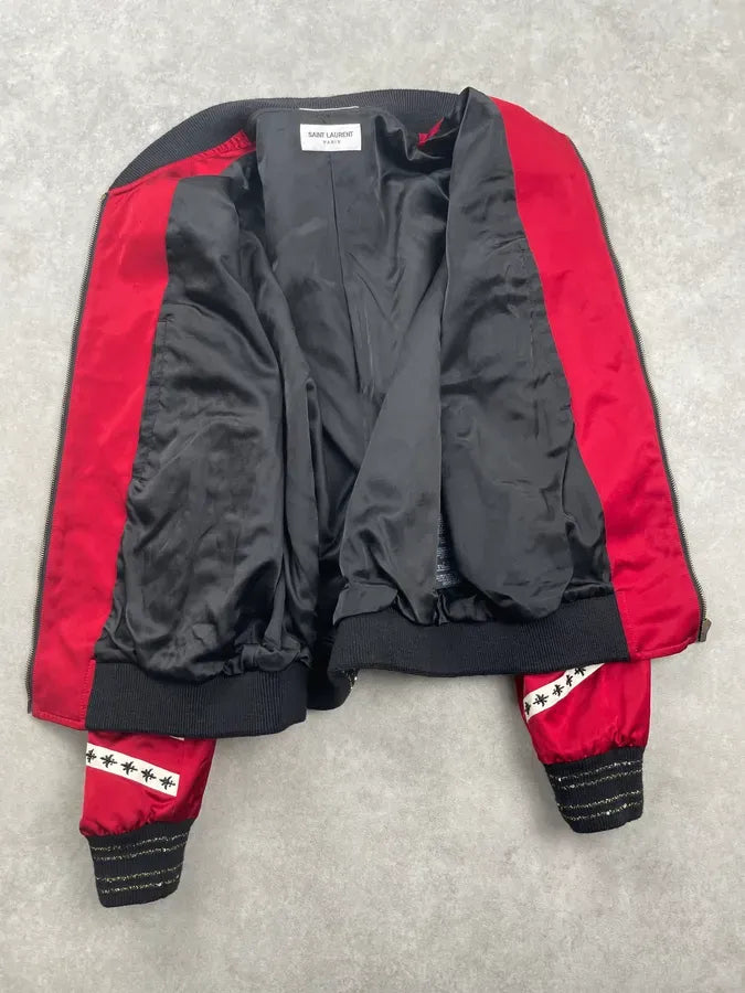 SS2020 Saint Laurent Embroidered Red & White Bomber Jacket  kgZbHwW 9